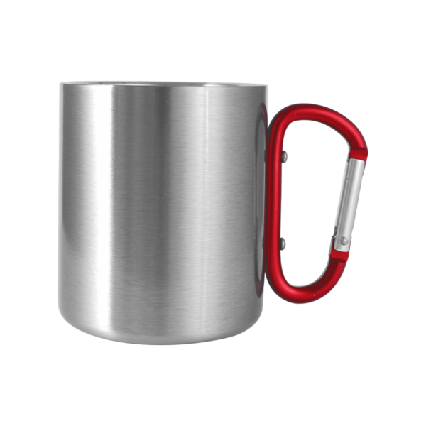 Karabiner-Edelstahltasse-Rot-Links